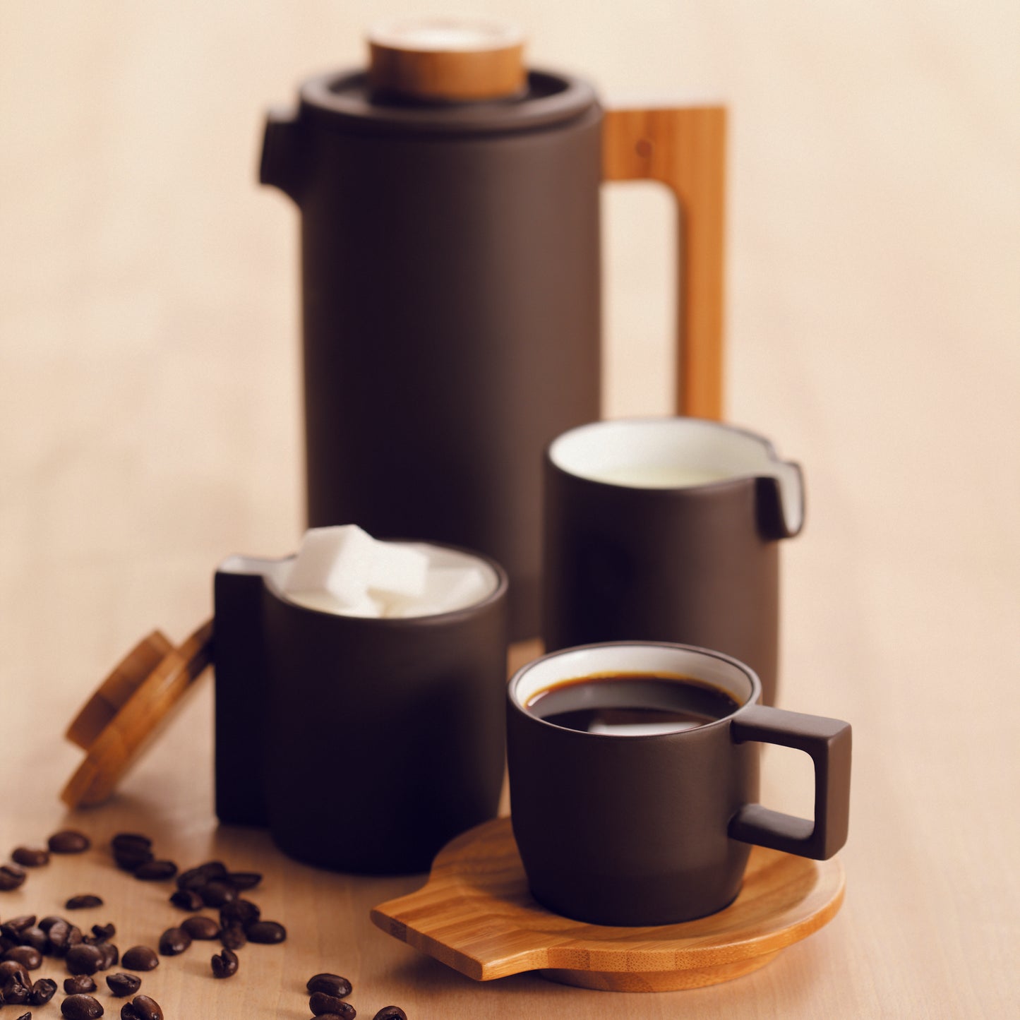 Recipiente para azúcar y cuchara de Arcilla Púrpura