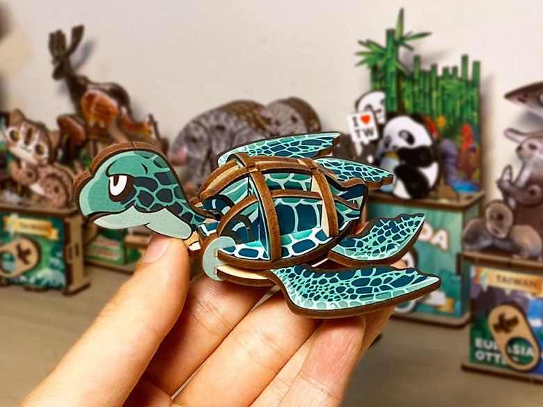 Puzzle 3D de Tortuga Verde