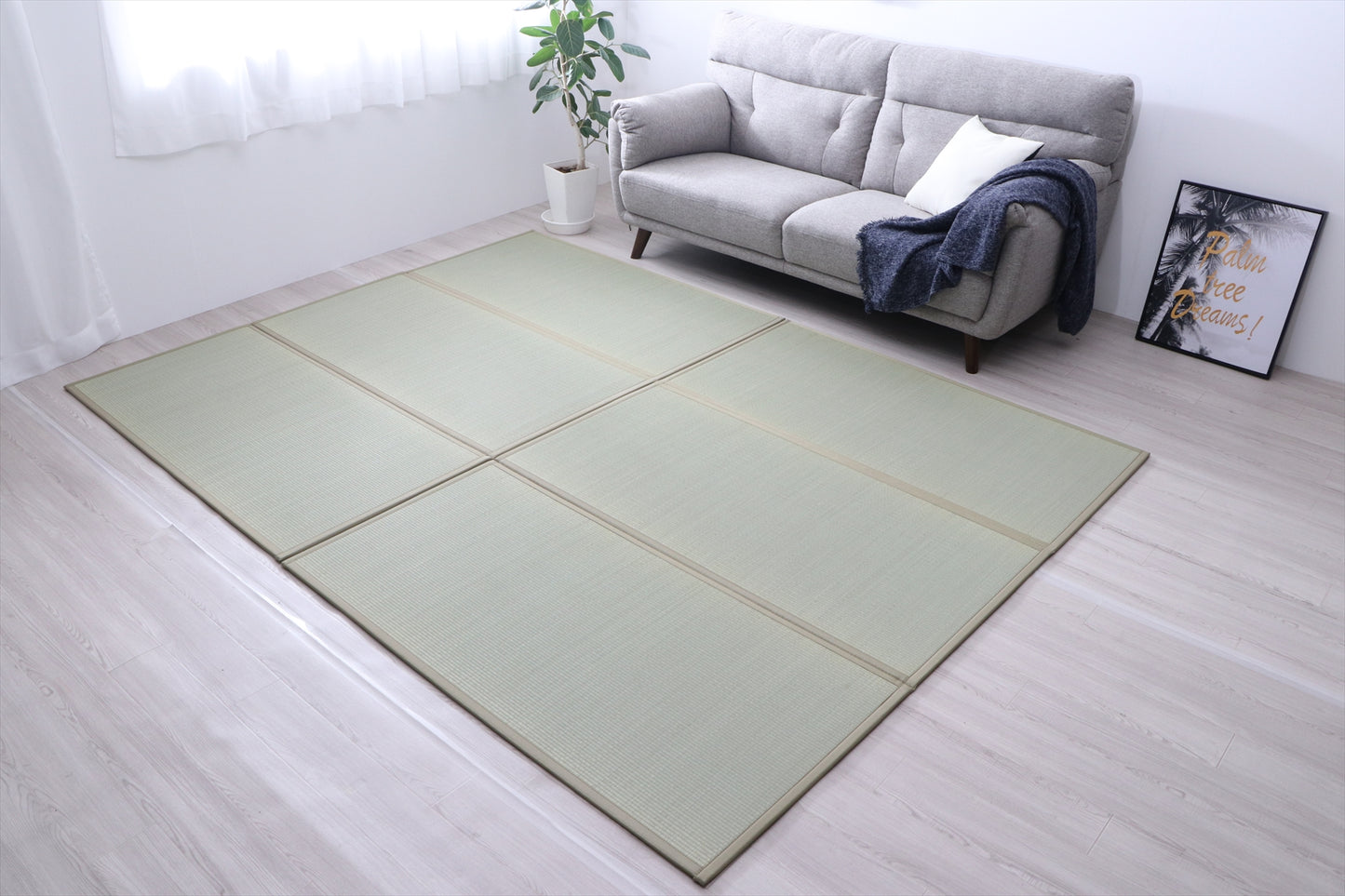 Japanese tatami foldable mattress in Three used for lounging and restful seating, vegan and sustainable.