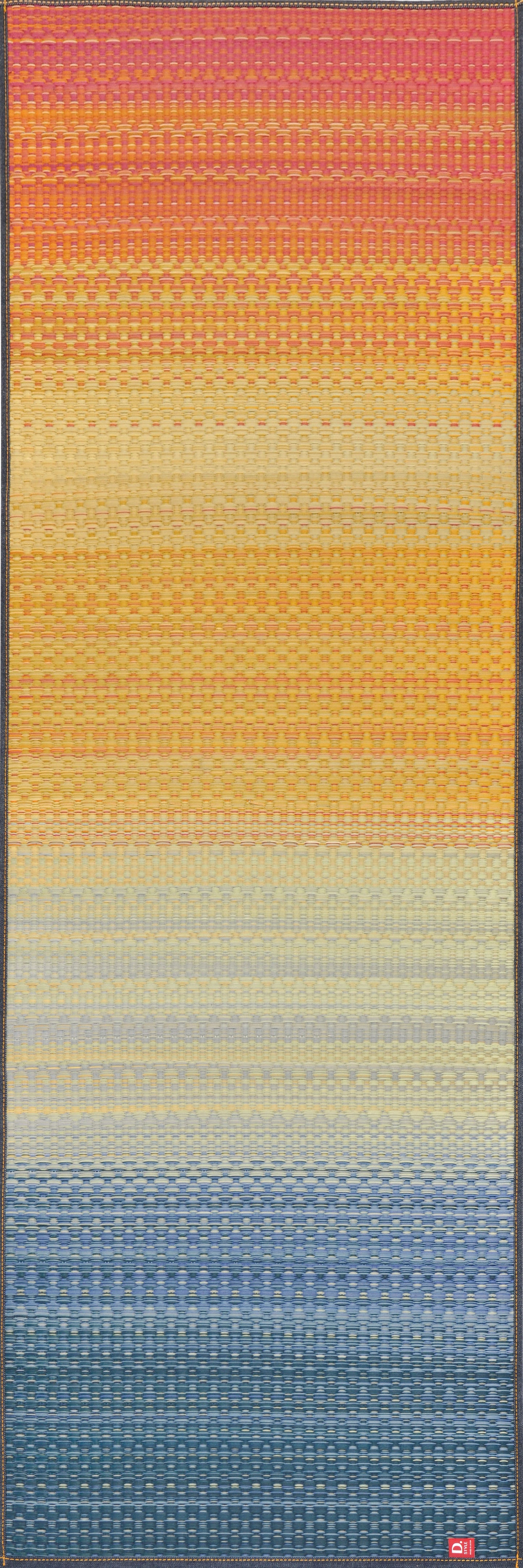 Close-up of natural igusa rush grass texture on a Japanese tatami yoga mat in Joy Red, eco-friendly.