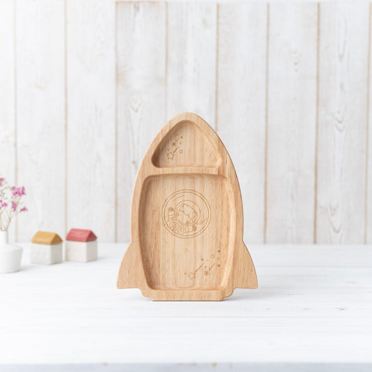 Plato de Madera de Caucho "Cohete"