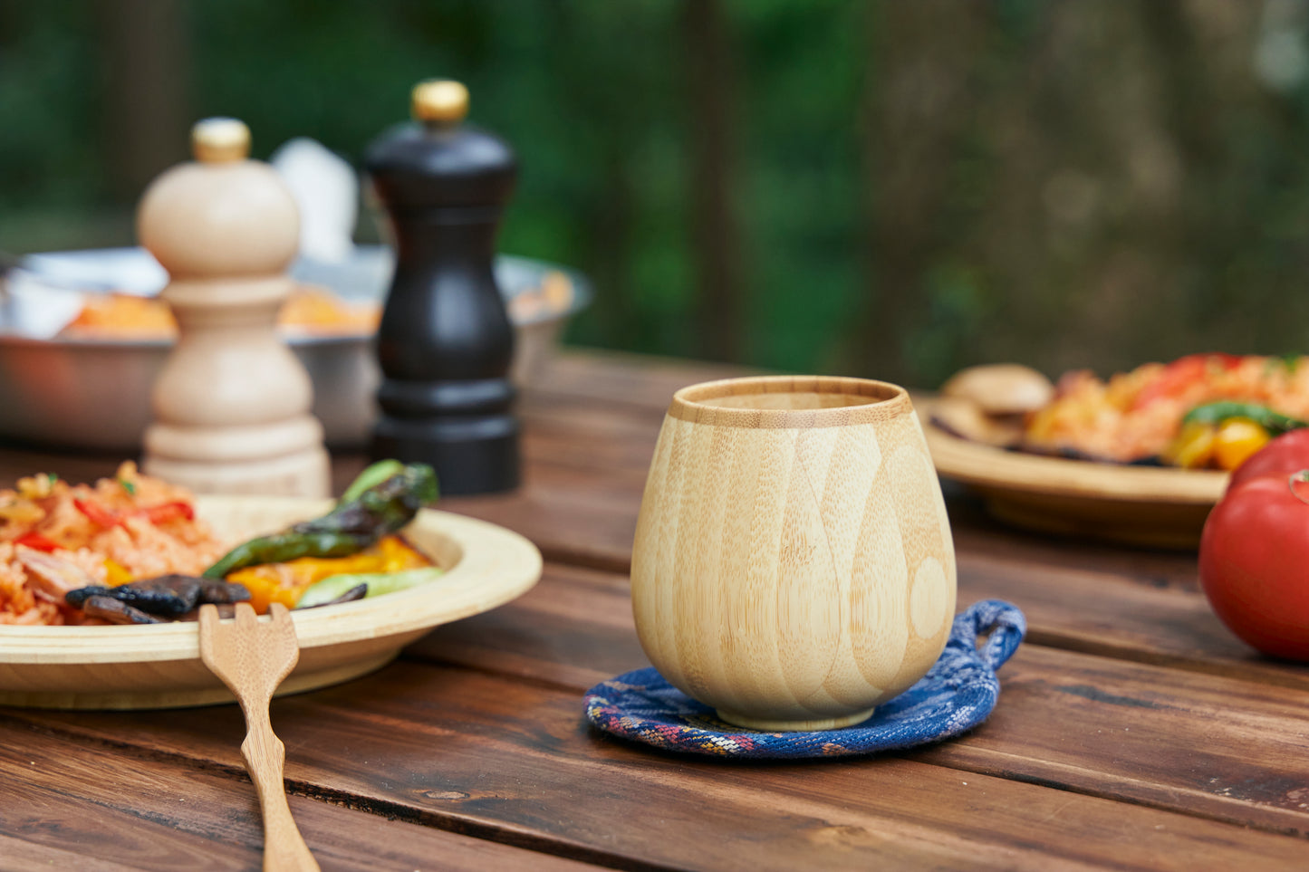 Bamboo Rocking Vessel Pair (White & Brown)