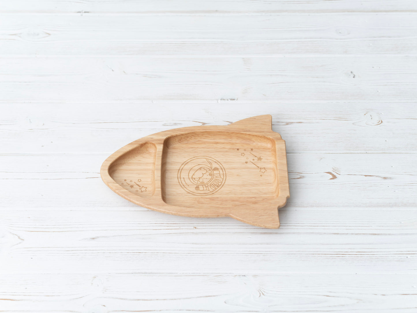Plato de Madera de Caucho "Cohete"