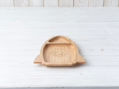 Plato de Madera de Caucho "Cohete"
