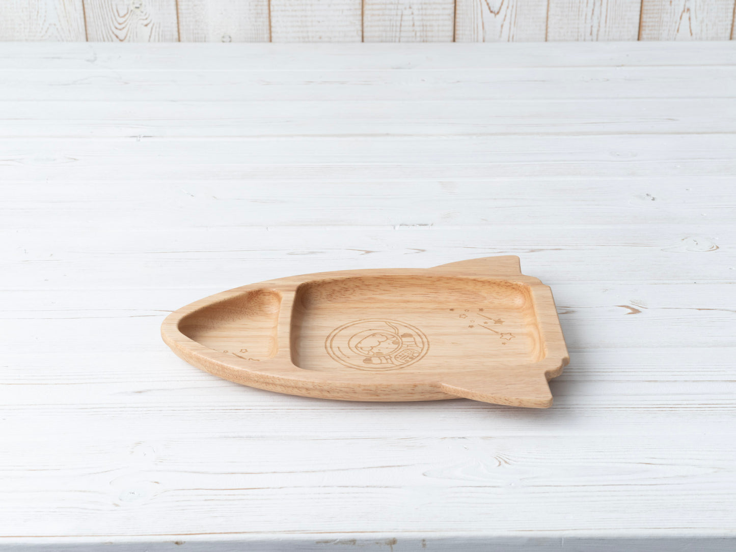 Plato de Madera de Caucho "Cohete"