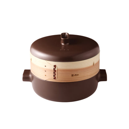 Ceramic Steamer Set - Charcoal Brown 28cm (4L)