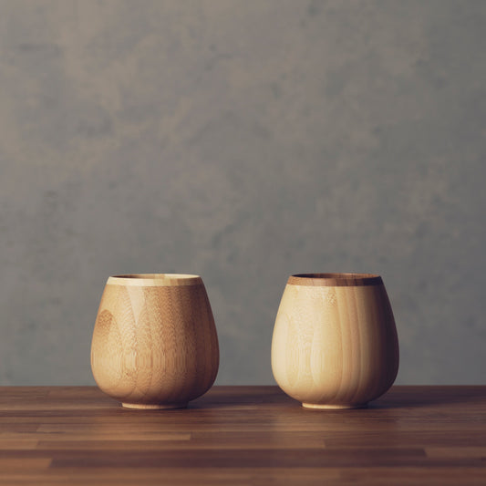 Bamboo Rocking Vessel Pair (White & Brown)