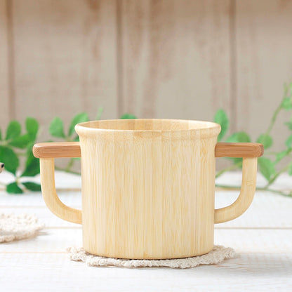 Agney natural rubberwood children’s mug with two easy grip handles.