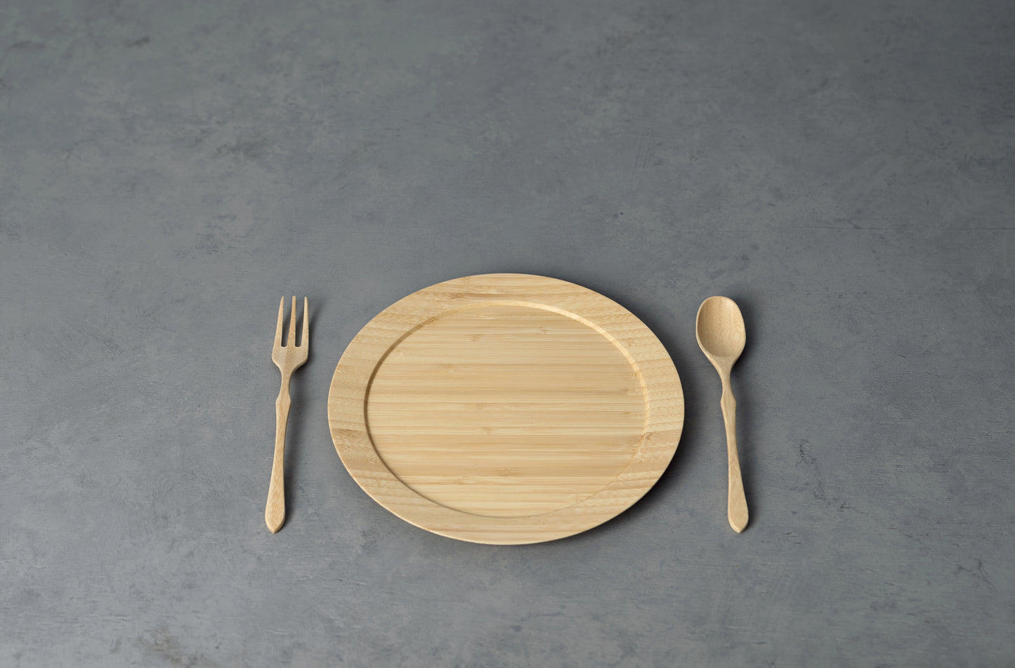 Plato de bambu L para cena y cubiertos (Blanco)