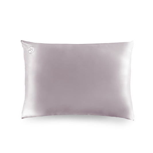 Lilac silk pillowcase made from premium 6A silk, vegan and sustainable, breathable and gentle on hair and skin.