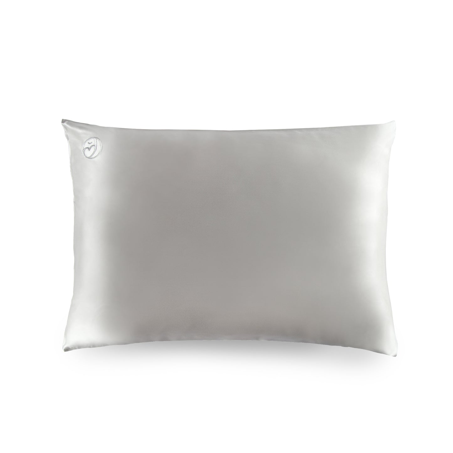 Silver silk pillowcase made from premium 6A silk, vegan and sustainable, breathable and gentle on hair and skin.